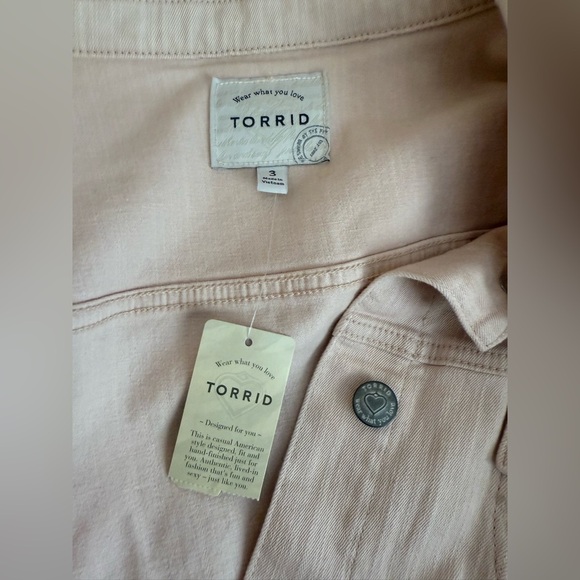 Torrid Light Pink Trucker Denim Jacket NWT Size 3X 22/24 Button Pockets Preppy - Picture 8 of 9